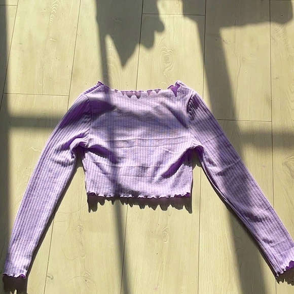 - Teen Girls Lettuce Trim Crop Top - - Picture 2 of 4